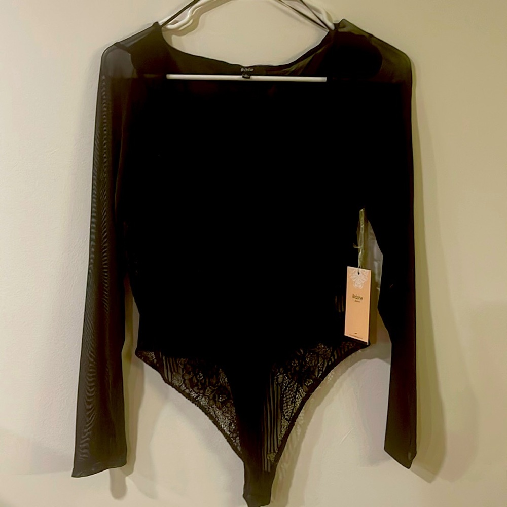 Black bralike bodysuit lace and sheer